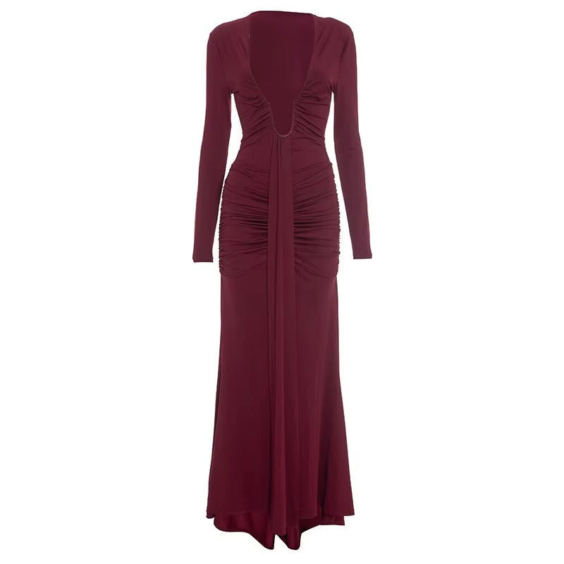 Lorena – Maxi Dress met ruches en V-hals