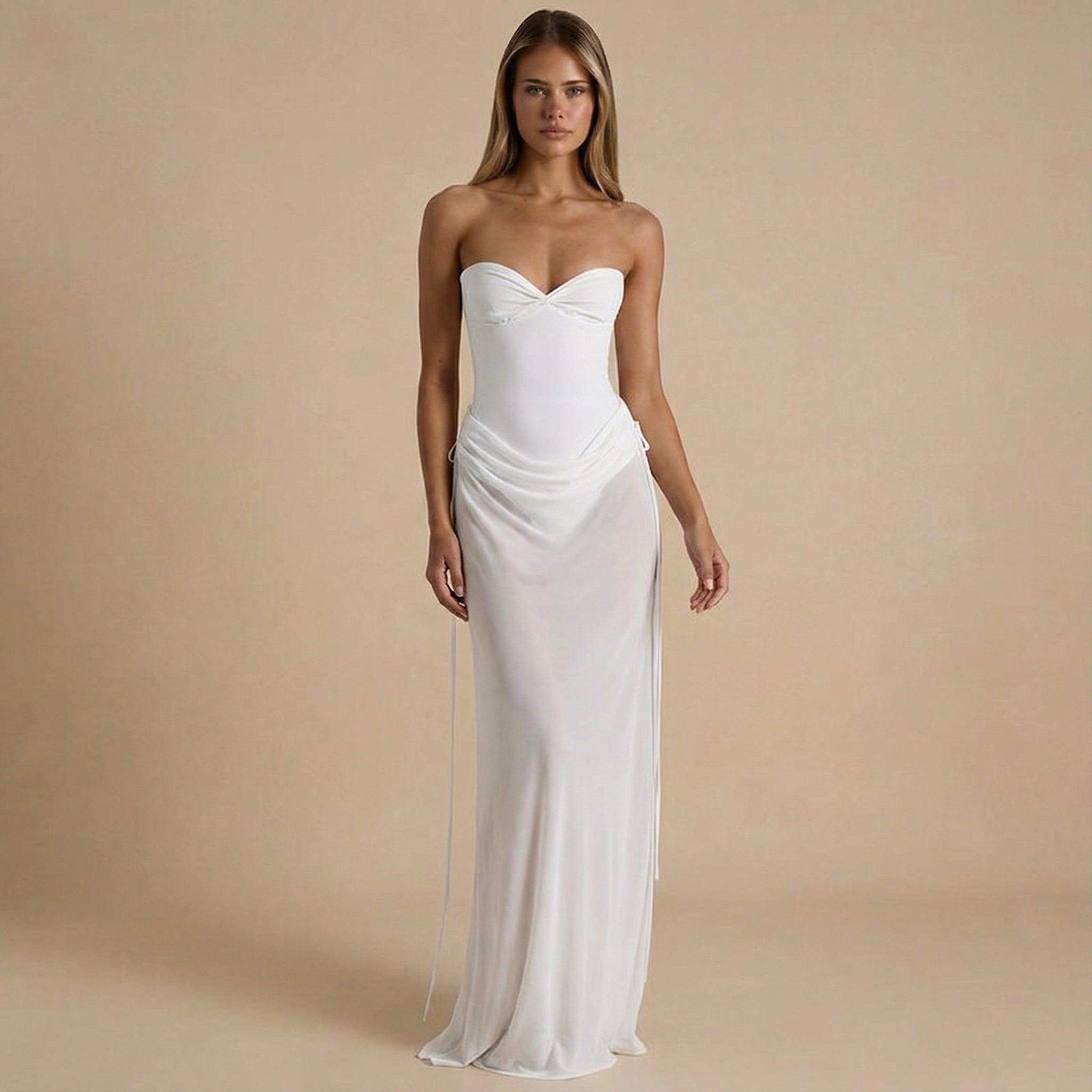Nova - Strapless Mesh Maxi Dress