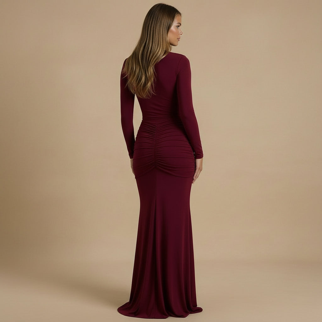 Lorena – Maxi Dress met ruches en V-hals