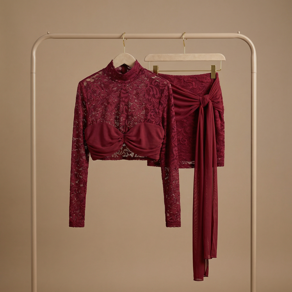 Aria - Lace Mesh Two‑Piece Set