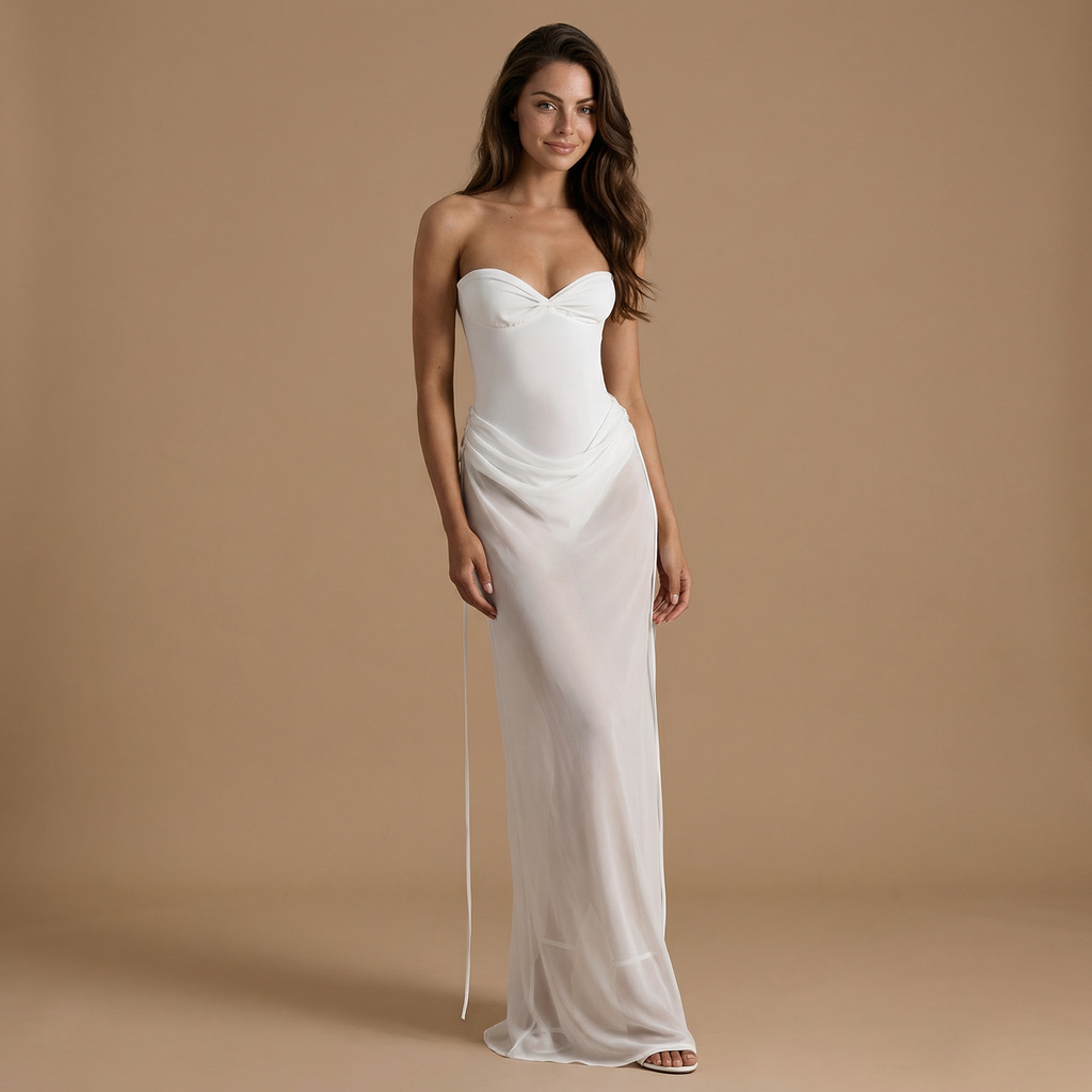 Nova - Strapless Mesh Maxi Dress