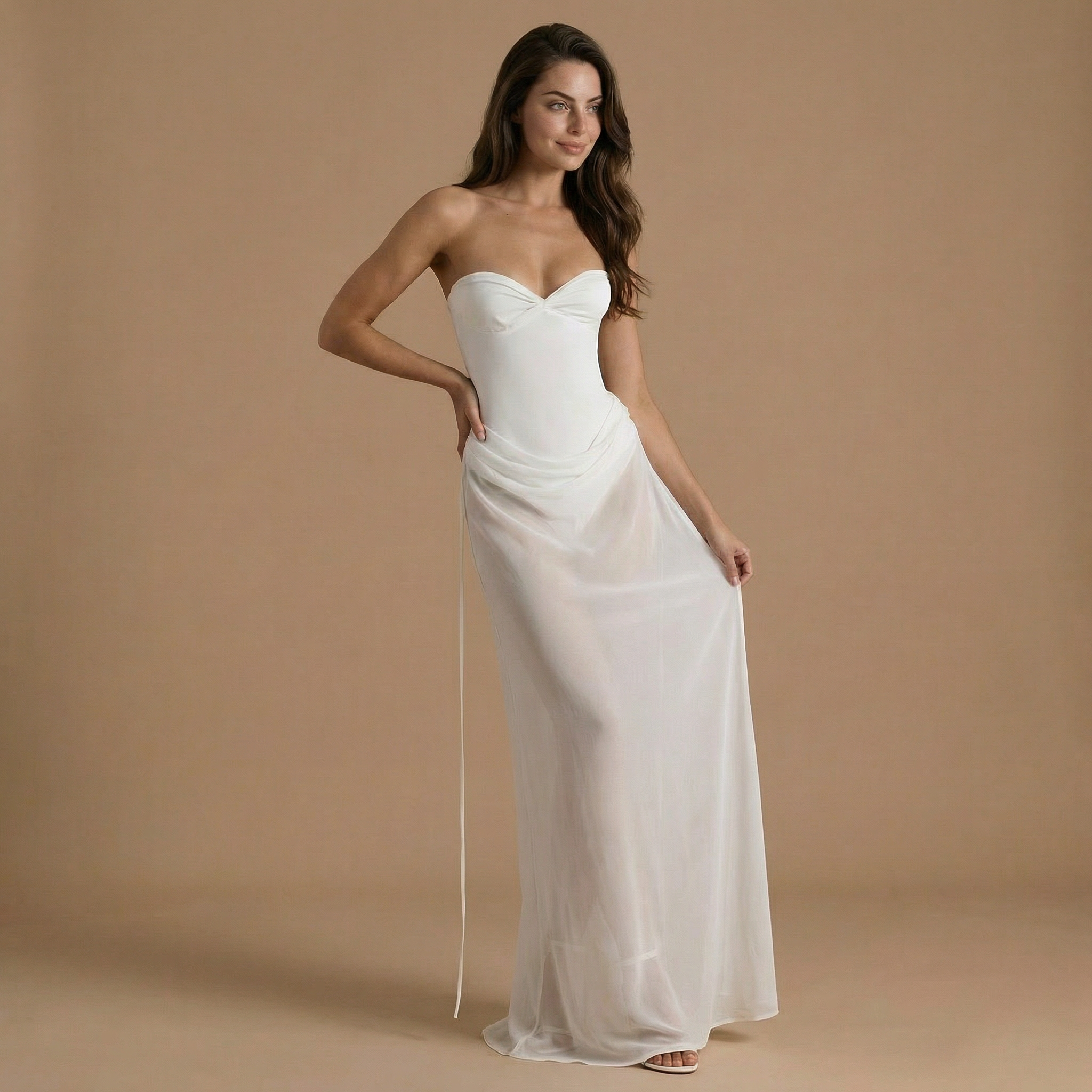 Nova - Strapless Mesh Maxi Dress