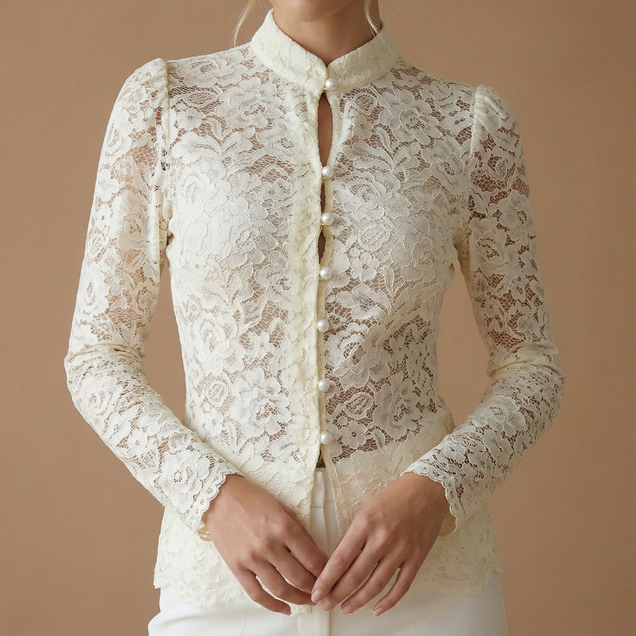 Talia - Elegant White Lace Blouse