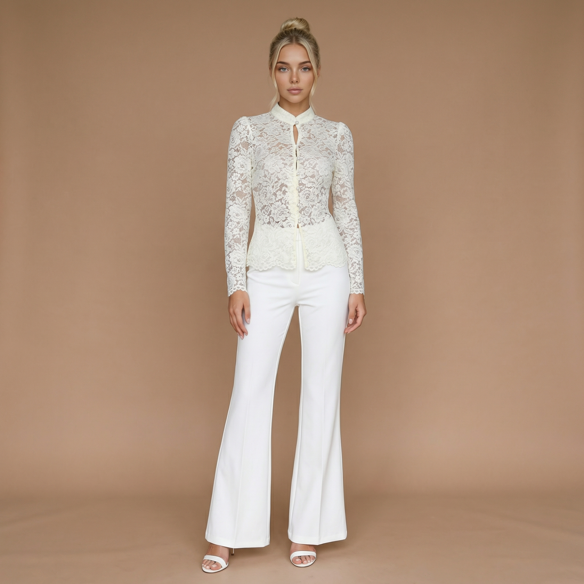 Talia - Elegant White Lace Blouse