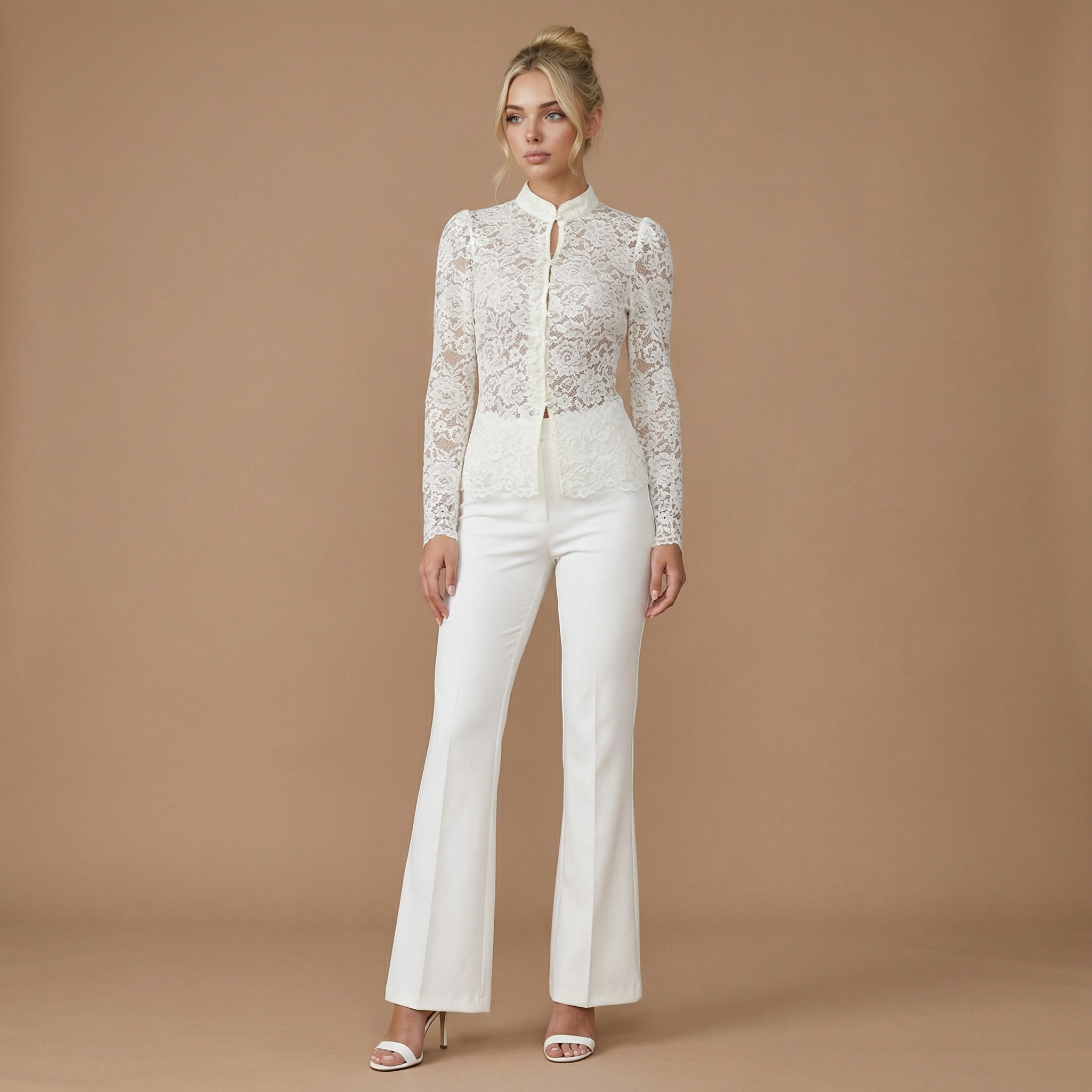 Talia - Elegant White Lace Blouse