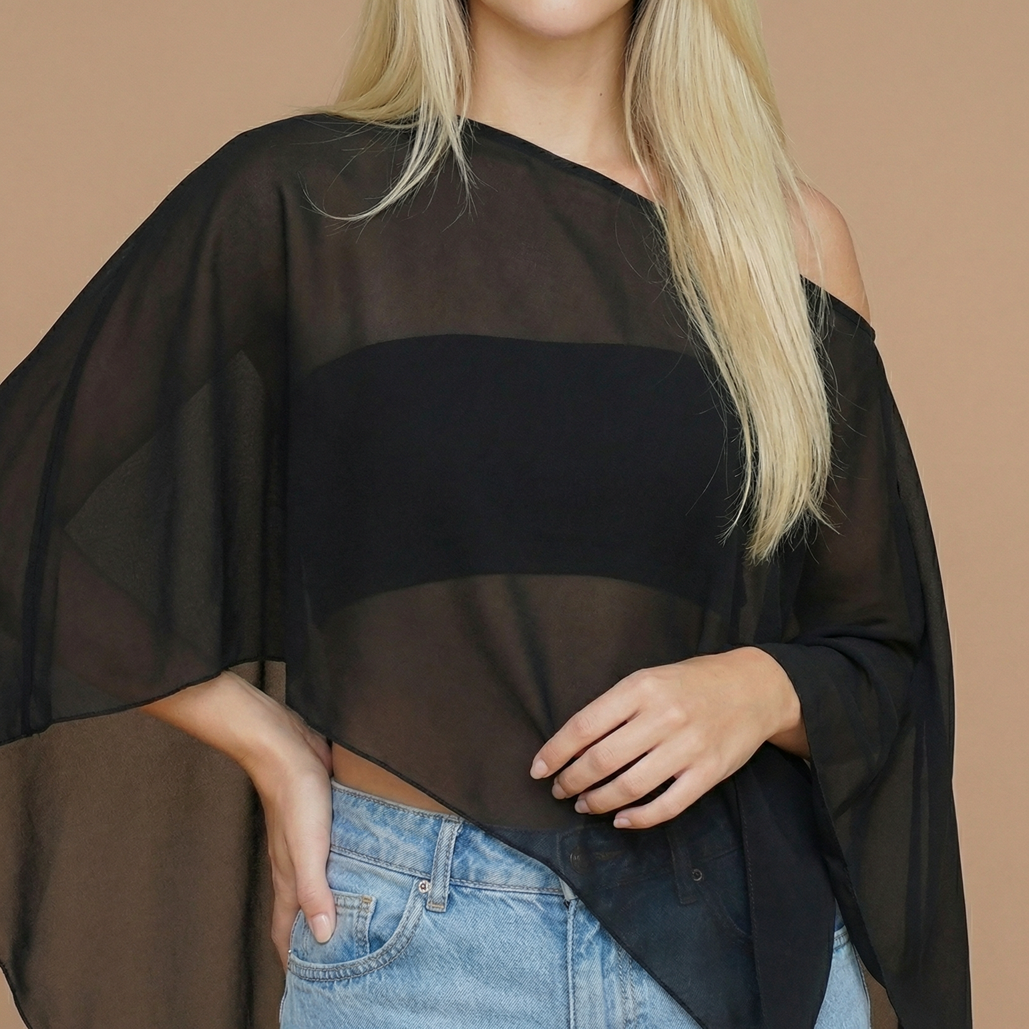 Bella - one shoulder poncho