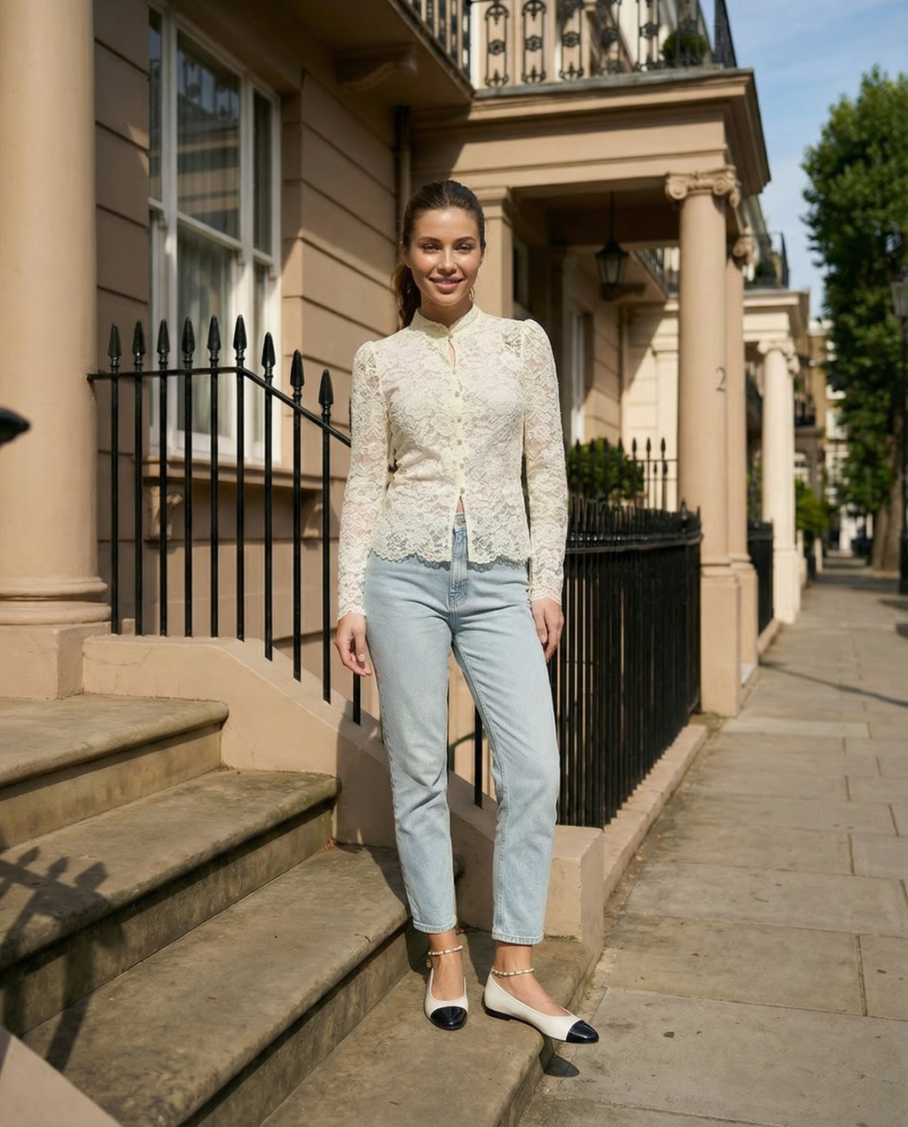 Talia - Elegant White Lace Blouse